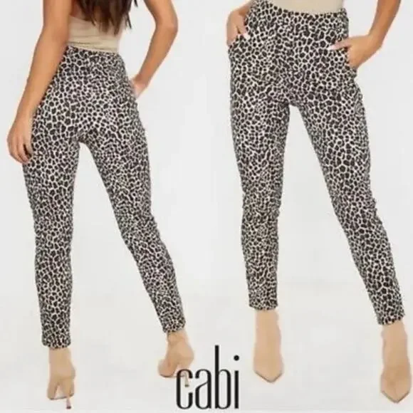 CAbi Style 5680 Leopard Spotted Jogger Size Medium Preppy Pull On Animal Print - Picture 1 of 13